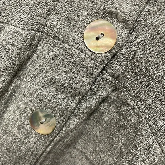 Zara XS peplum hem grey knit button down shirt - Picture 2 of 4